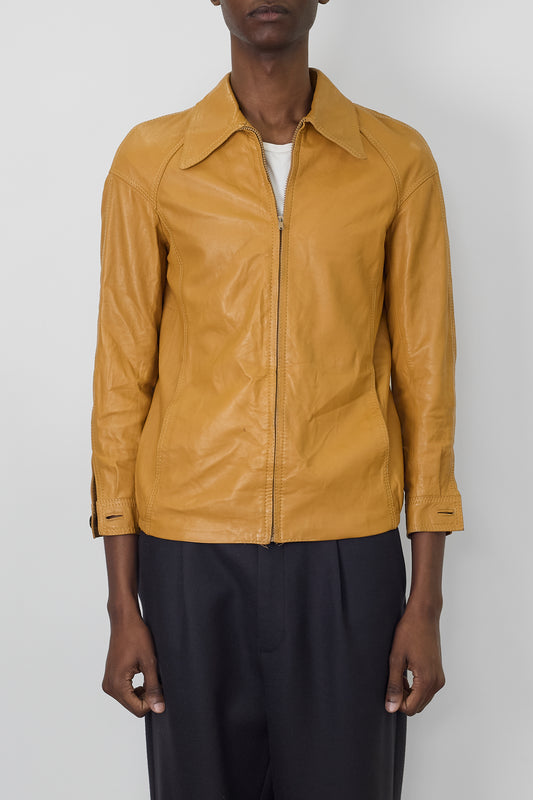 VINTAGE LIGHT BEIGE LEATHER SHORT JACKET