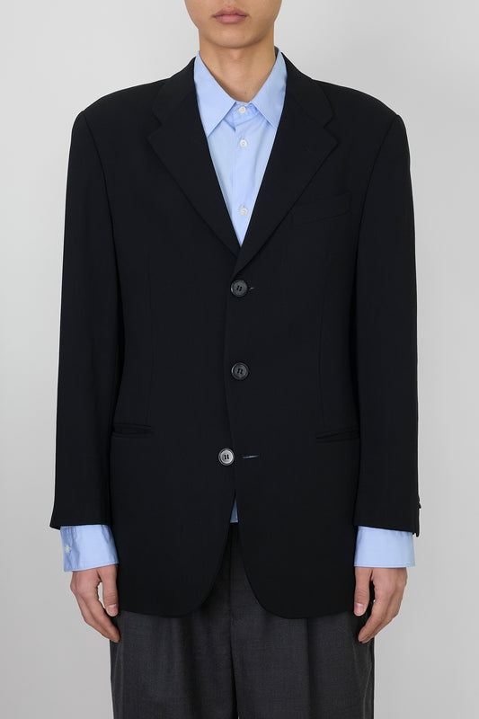 EMPORIO ARMANI BLACK WOOL TAILORED JACKET MADE IN ITALY