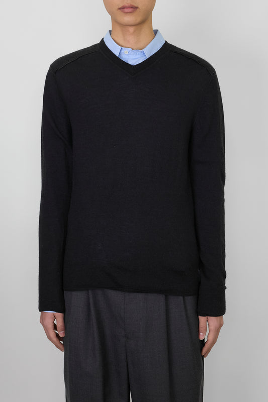 ARMANI JEANS BLACK WOOL V NECK KNIT