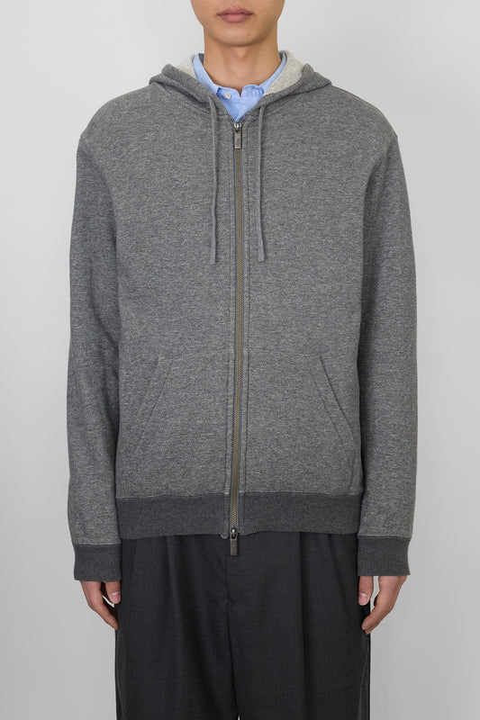 AGNES B. HOMME GRAY COTTON ZIP UP HOODIE