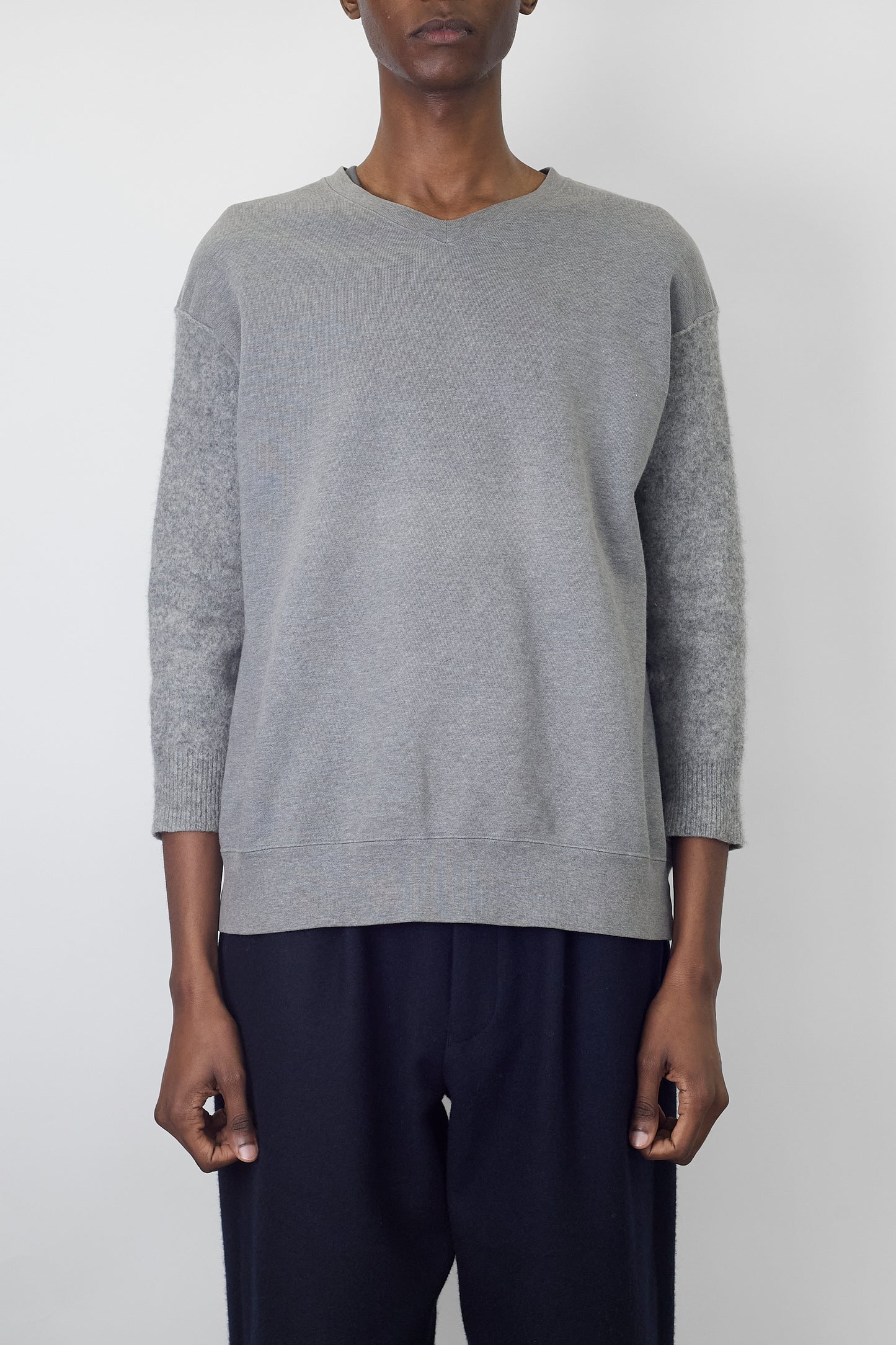 COMME DES GARCONS HOMME DESIGNED GRAY V NECK KNIT