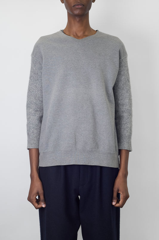 COMME DES GARCONS HOMME DESIGNED GRAY V NECK KNIT