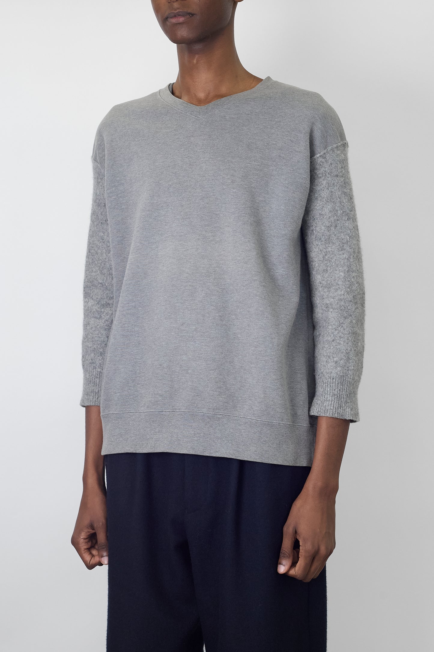 COMME DES GARCONS HOMME DESIGNED GRAY V NECK KNIT