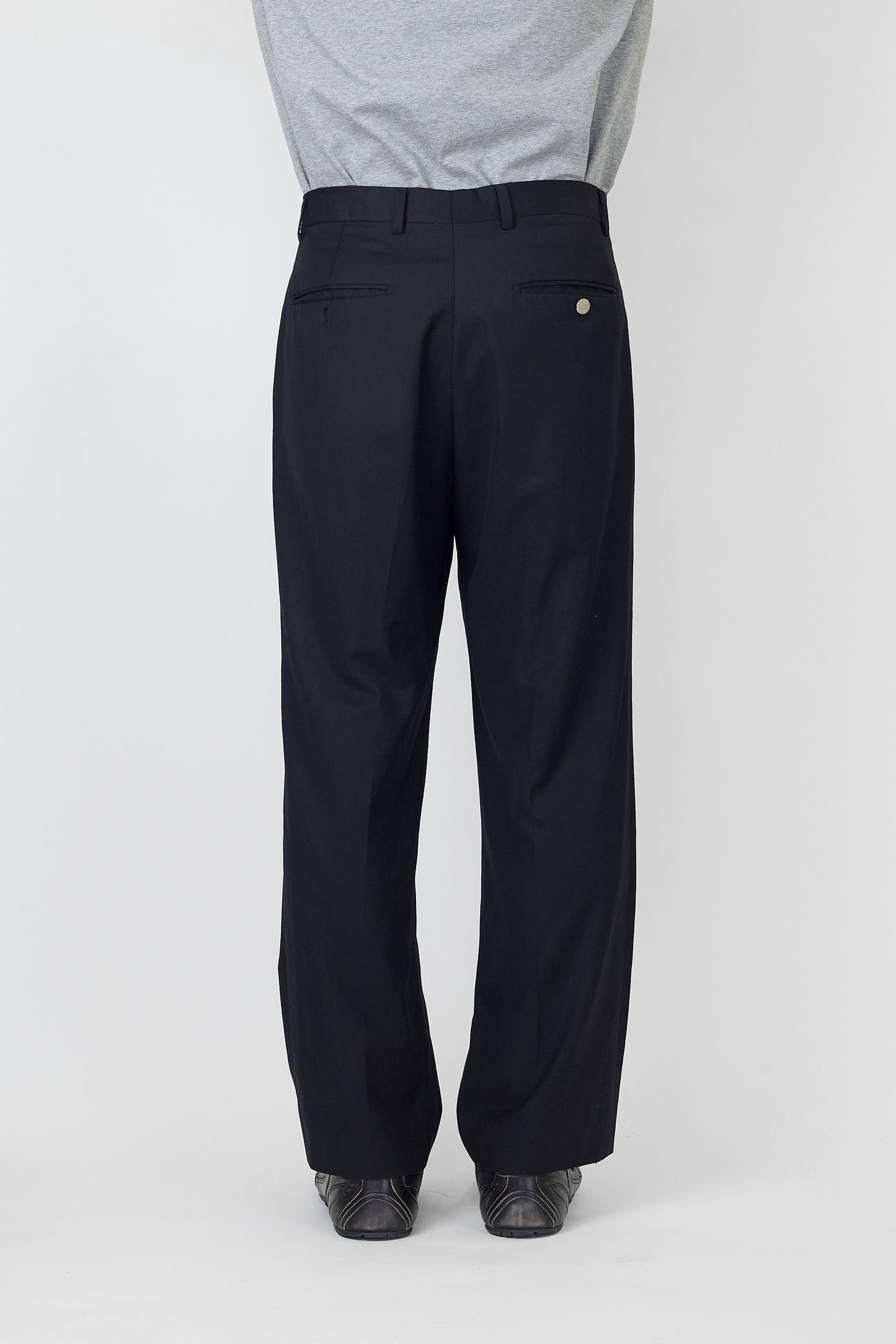 GUCCI BLACK WOOL WIDE PANTS
