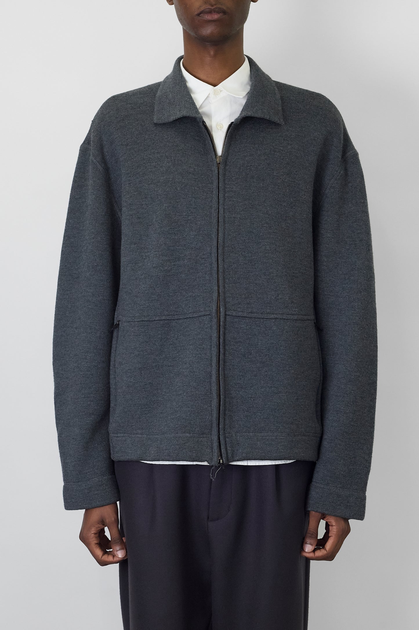GIANNI VERSACE GRAY WOOL  KNIT JACKET MADE IN ITALY