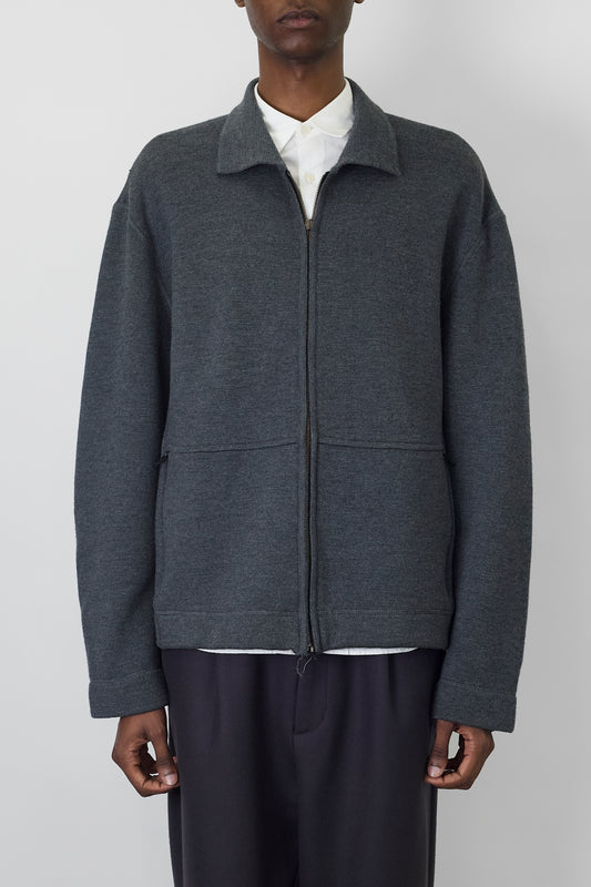 GIANNI VERSACE GRAY WOOL  KNIT JACKET MADE IN ITALY