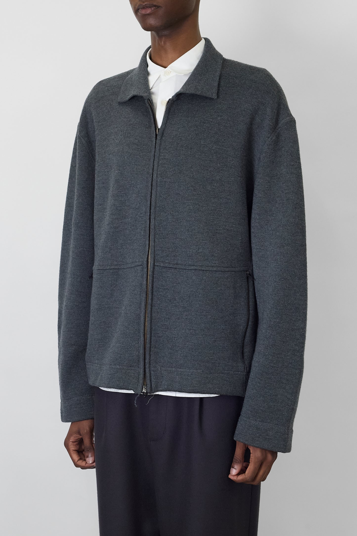 GIANNI VERSACE GRAY WOOL  KNIT JACKET MADE IN ITALY