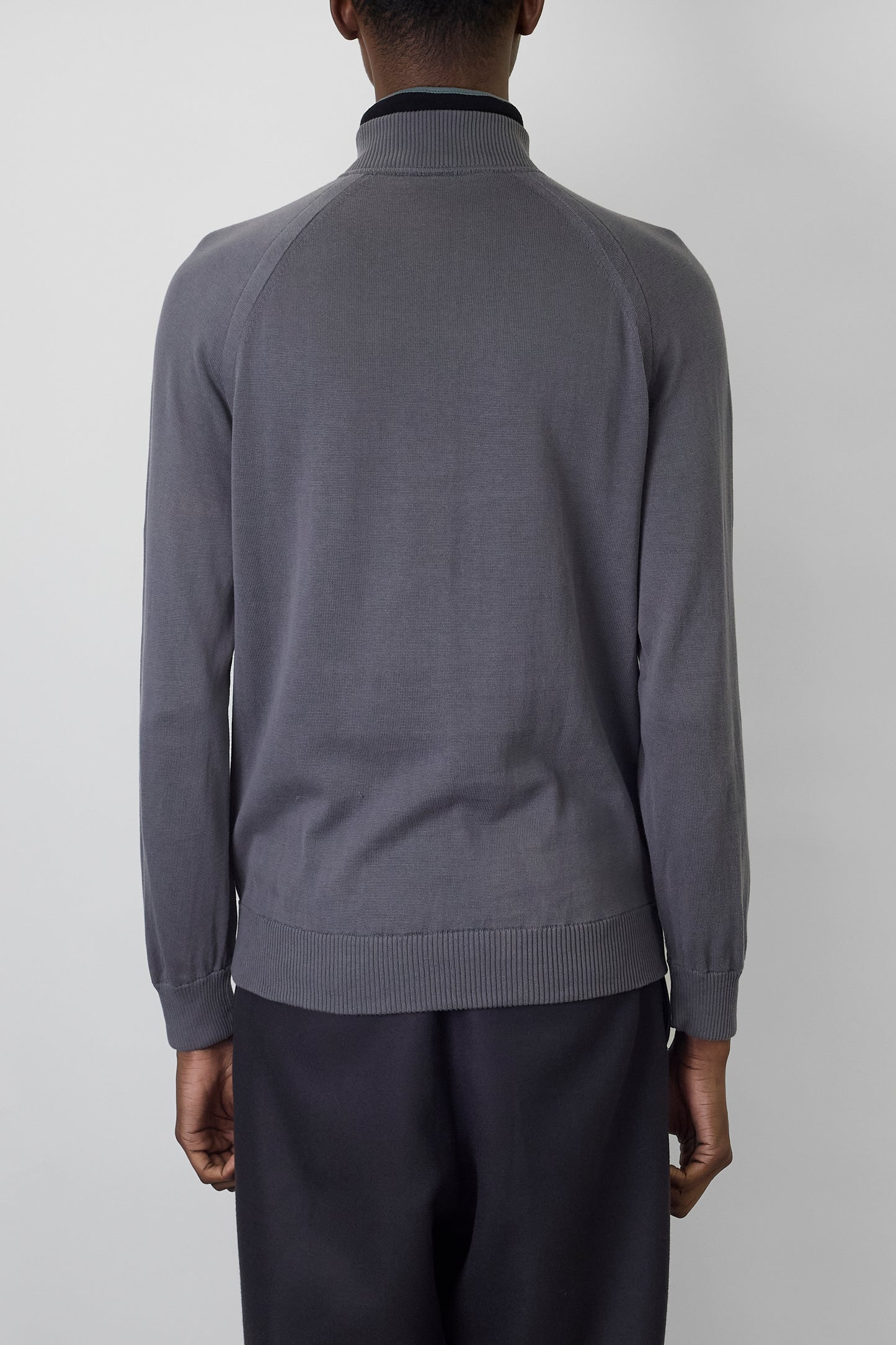 ZEGNA SPORTS DESIGNED GRAY HALF ZIP UP KNIT MADE IN TURKEY