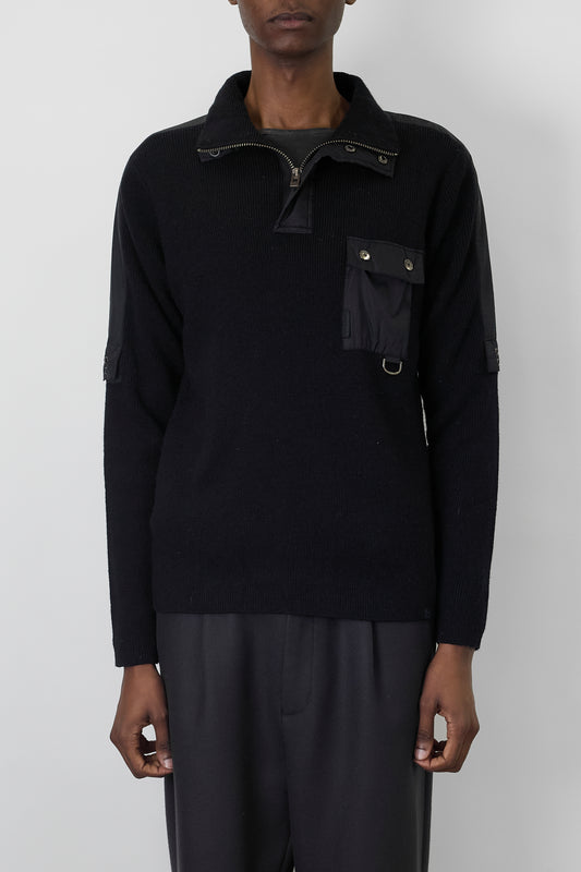 BLEND OF AMERICA DESIGNED BLACK WOOL KNIT MADE IN DENMARK