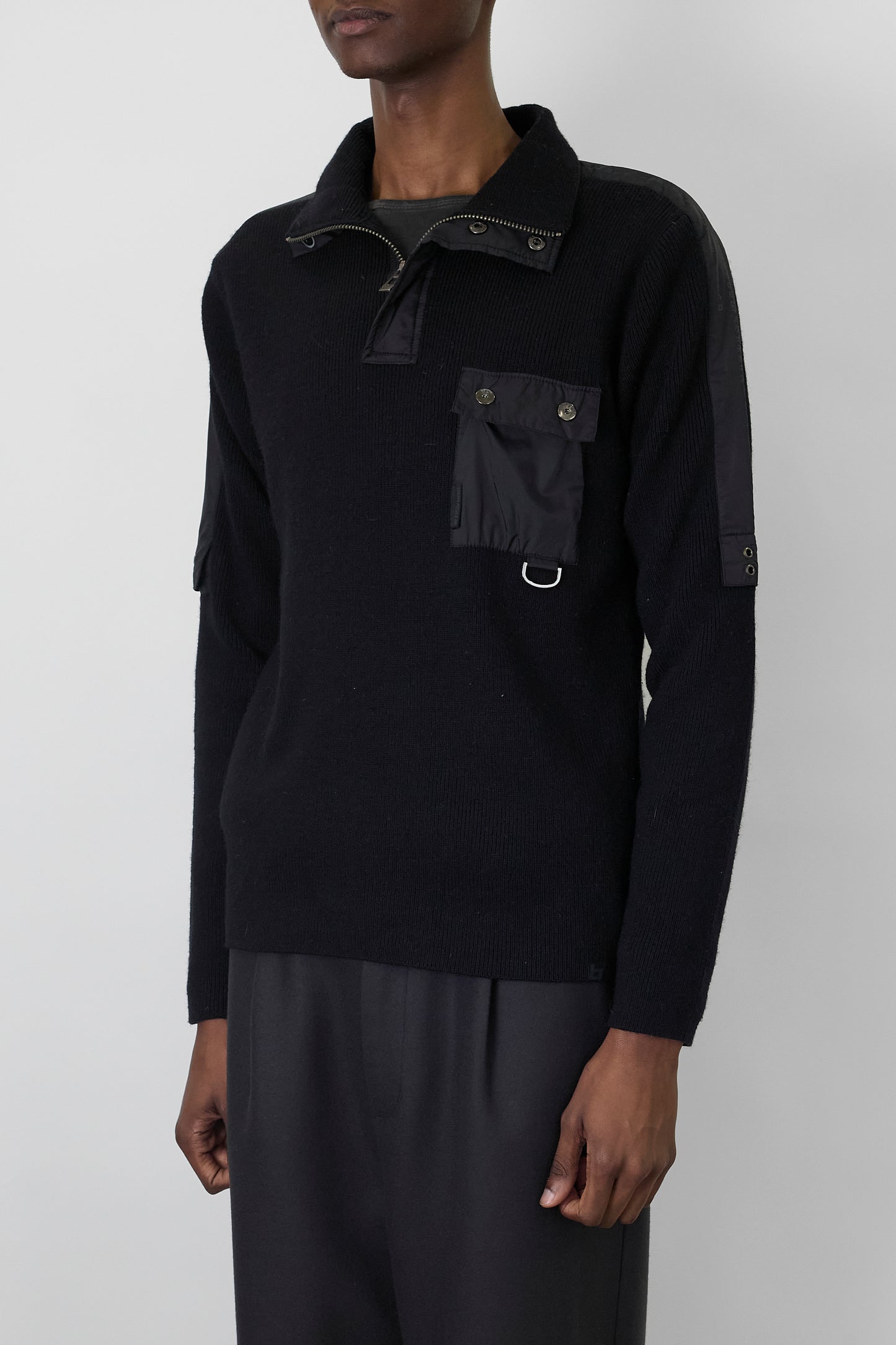 BLEND OF AMERICA DESIGNED BLACK WOOL KNIT MADE IN DENMARK