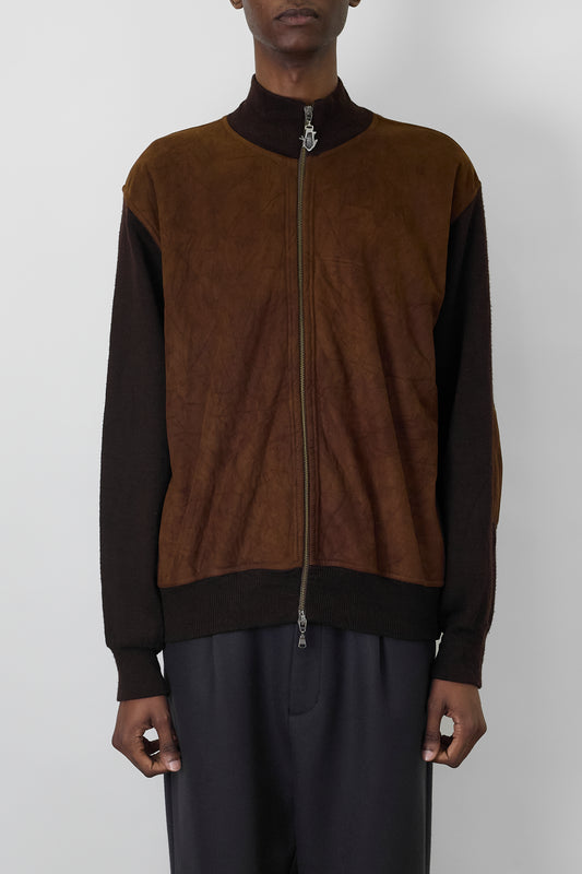 JUMFIL DESIGNED BROWN WOOL ZIP UP KNIT MADE IN ITALY