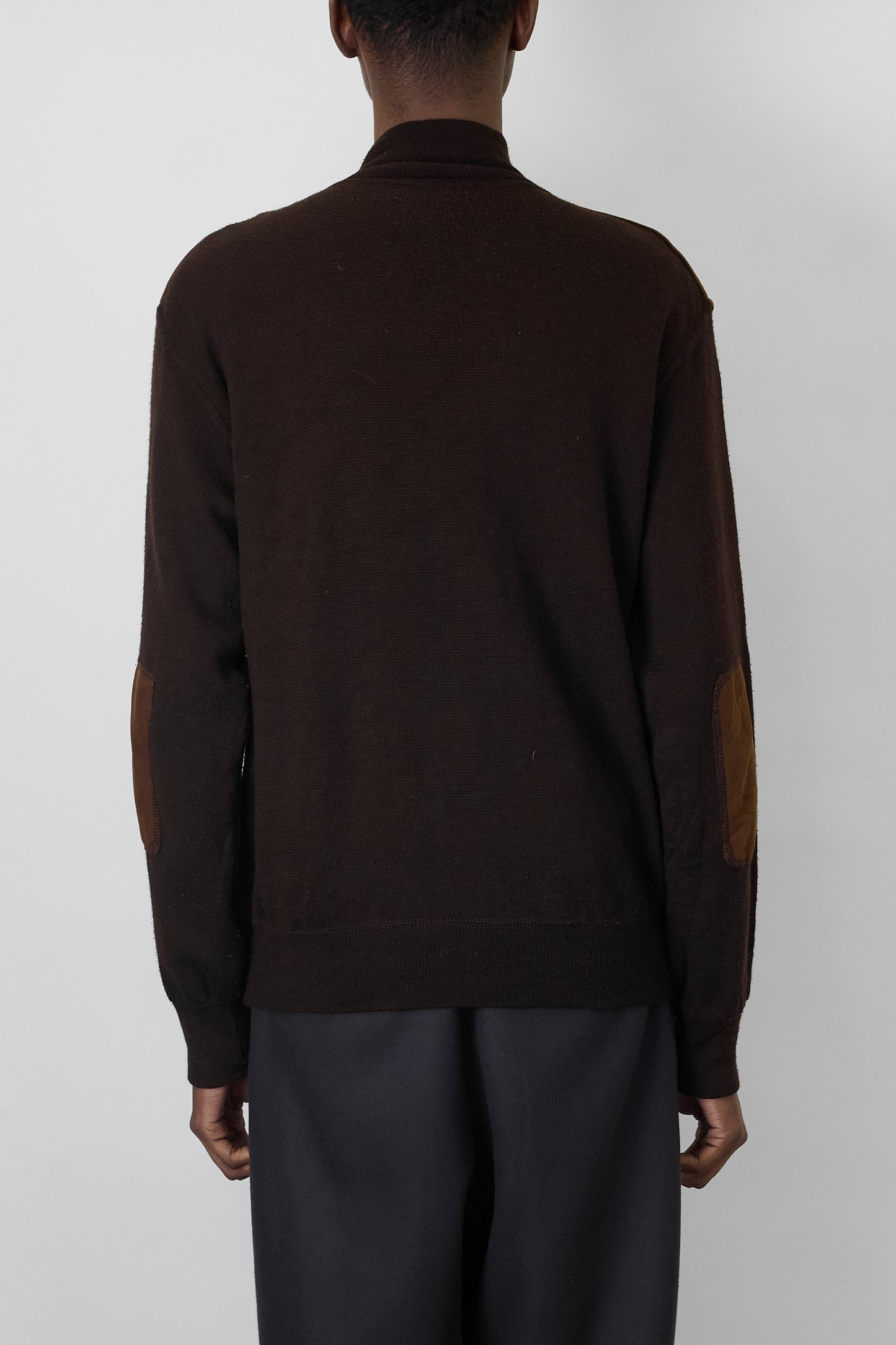 JUMFIL DESIGNED BROWN WOOL ZIP UP KNIT MADE IN ITALY