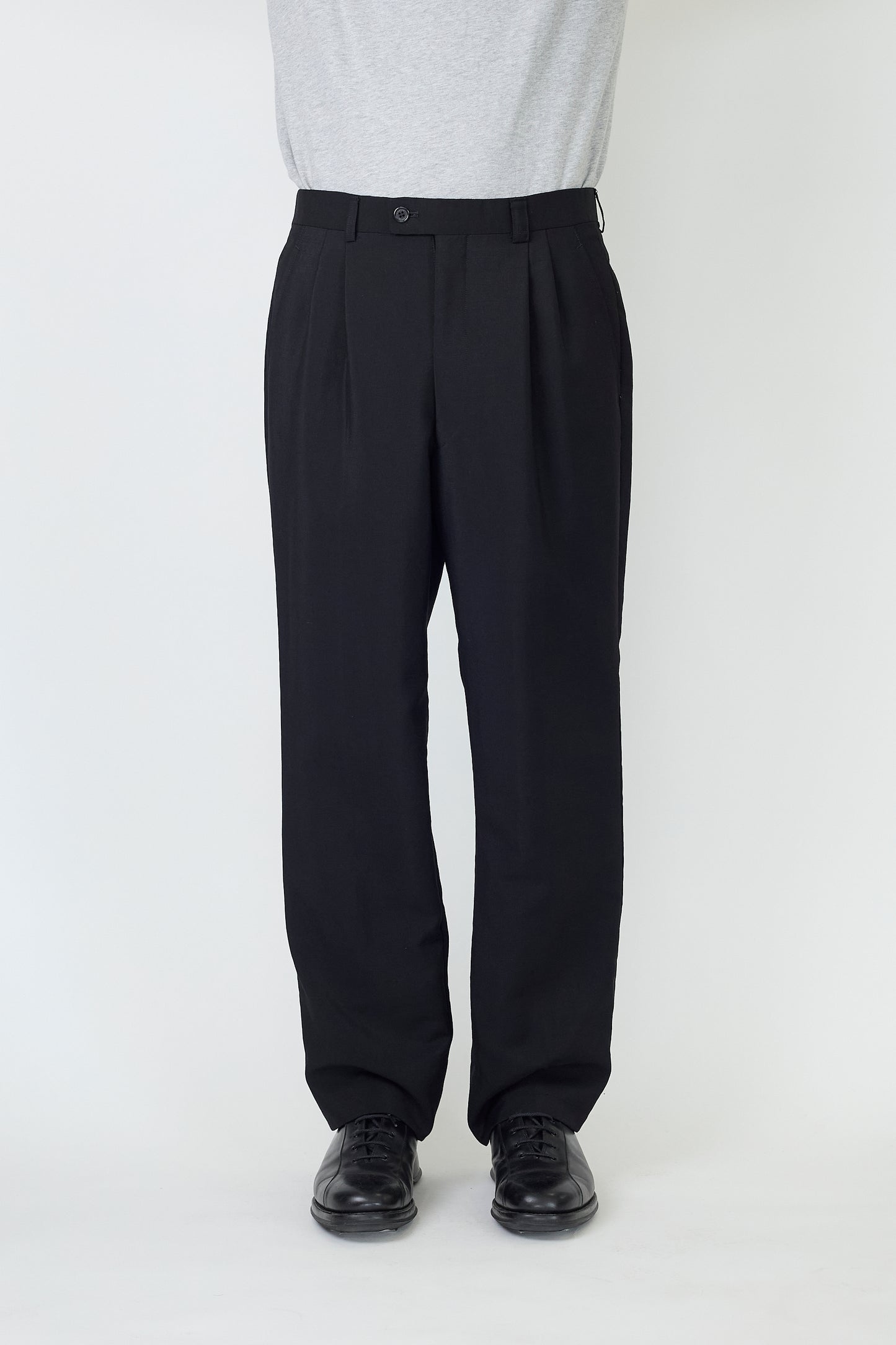LANVIN BLACK WOOL MOHAIR WIDE PANTS
