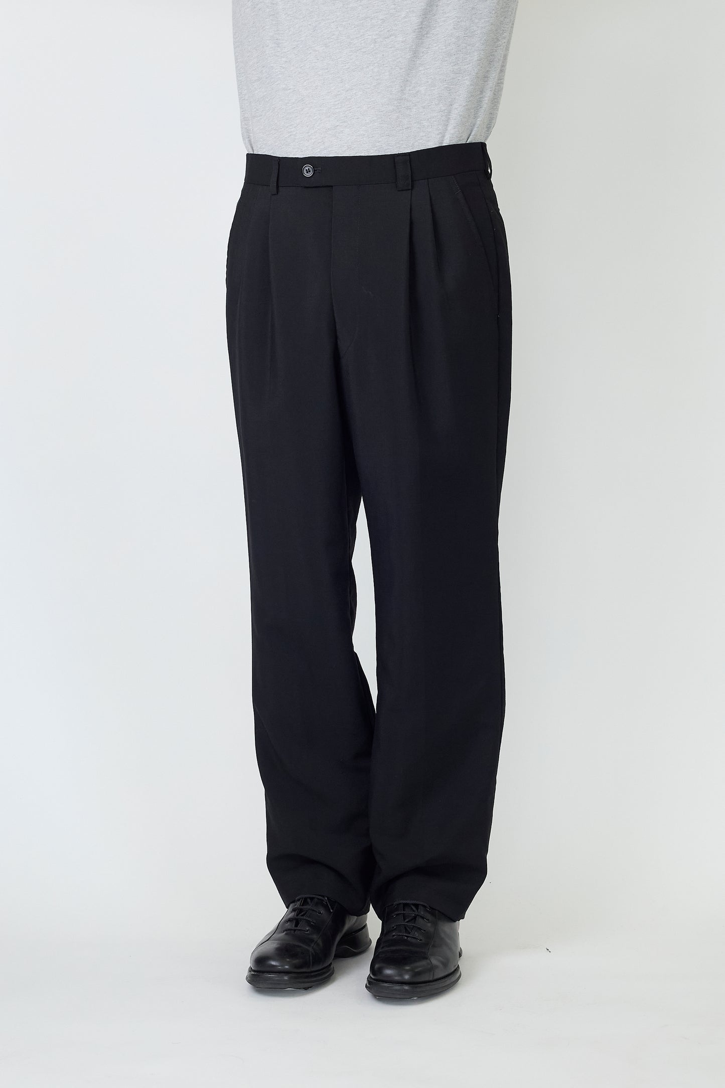 LANVIN BLACK WOOL MOHAIR WIDE PANTS