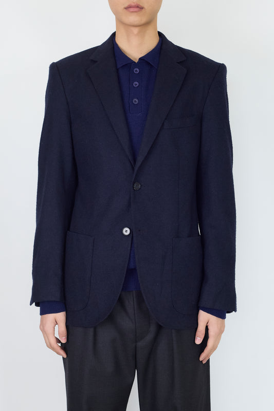 KARL LAGERFELD NAVY WOOL TAILORED JACKET MADE IN POLAND
