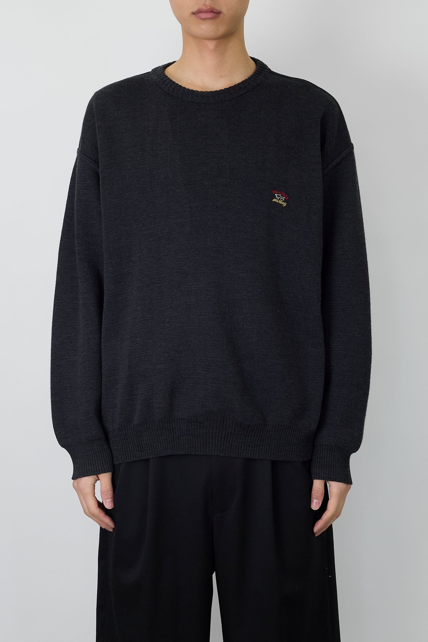 PAUL&SHIARK GRAY WOOL KNIT MADE IN ITALY