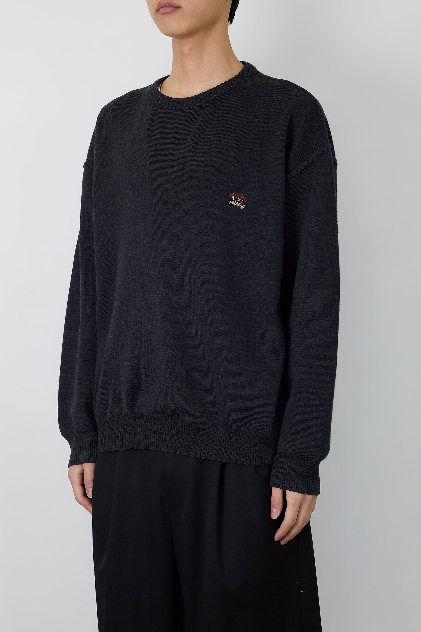 PAUL&SHIARK GRAY WOOL KNIT MADE IN ITALY