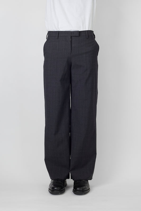 MIU MIU GRAY WOOL WIDE PANTS MADE IN ROMANIA
