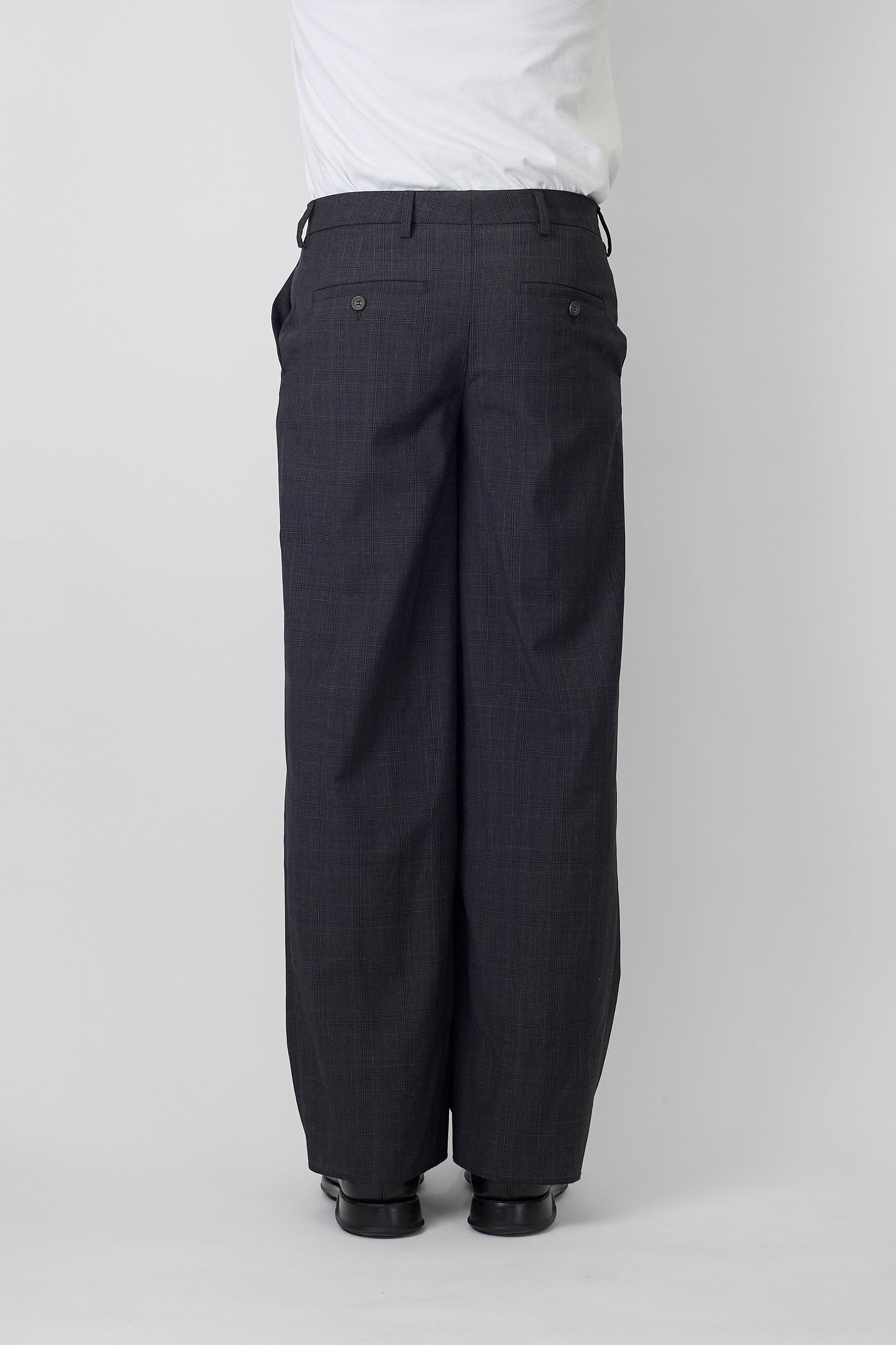 MIU MIU GRAY WOOL WIDE PANTS MADE IN ROMANIA