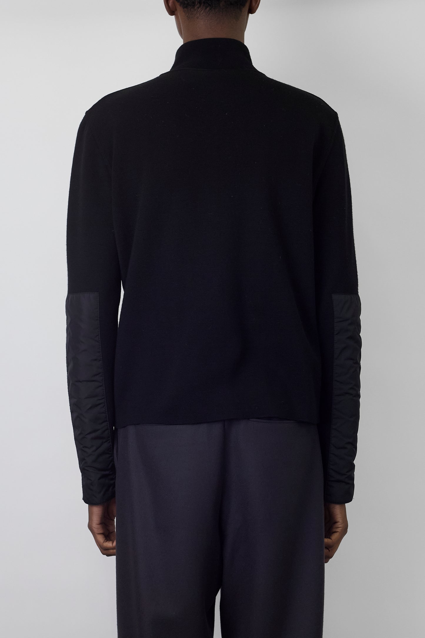 PRADA SPORT BLACK WOOL ZIP UP KNIT MADE IN ITALY