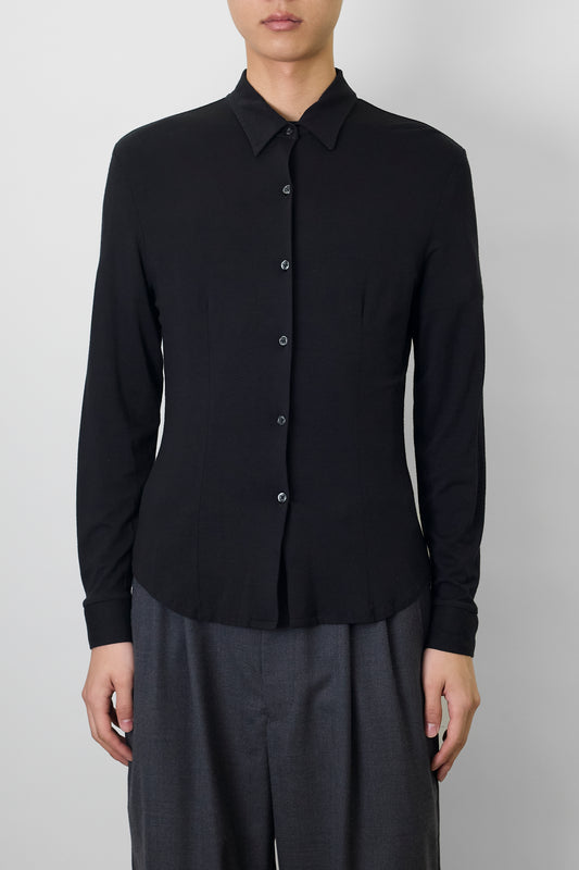 LAURA ASHLEY BLACK KNIT SHIRT MADE IN UK