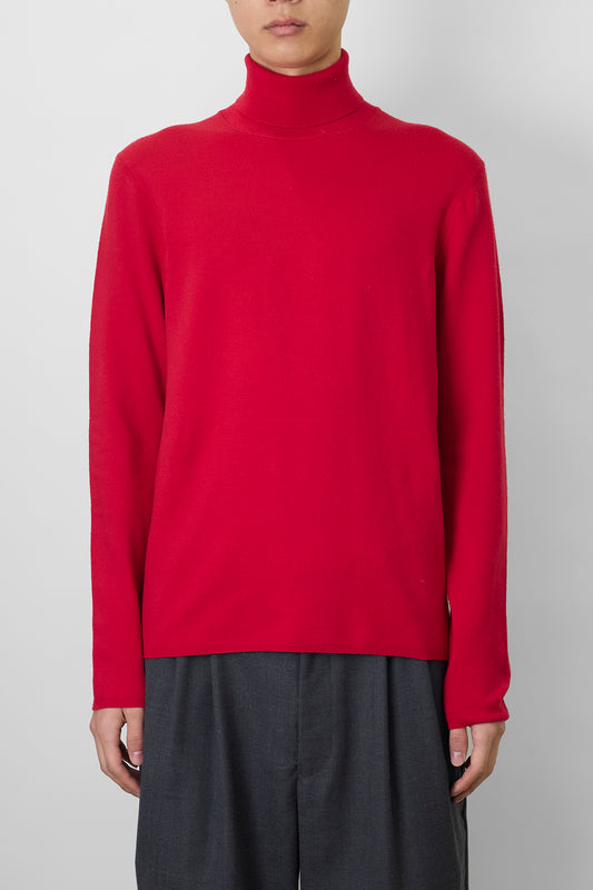 PRADA RED WOOL TURTLE NECK KNIT MADE IN ITALY