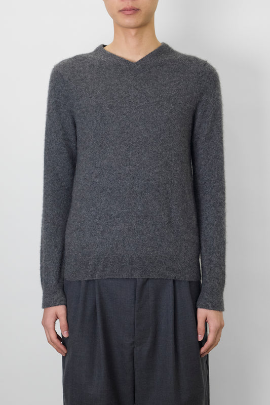VINTAGE GRAY CASHMERE V NECK KNIT