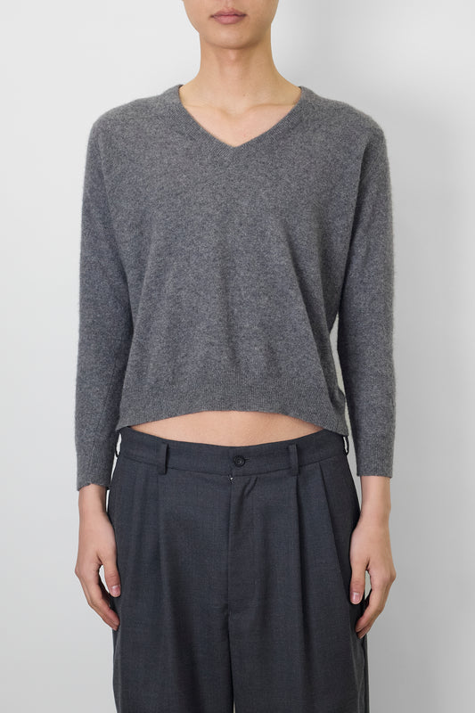 VINTAGE GRAY CASHMERE V NECK KNIT MADE IN SCOTLAND