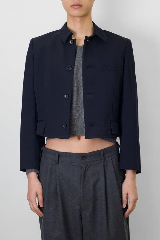 ROBE DE CHAMBRE COMME DES GARCONS NAVY WOOL SHORT JACKET