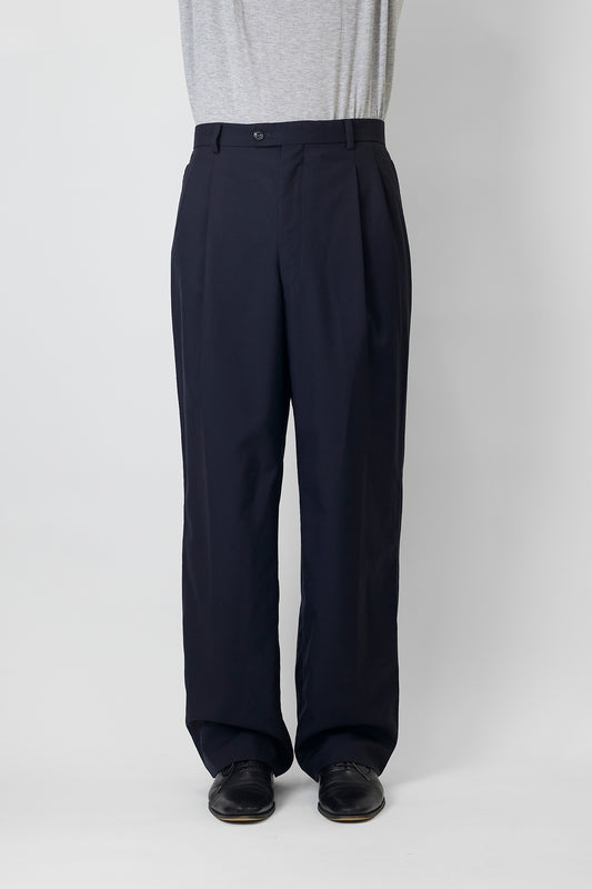 CHRISTIAN DIOR NAVY WOOL WIDE PANTS