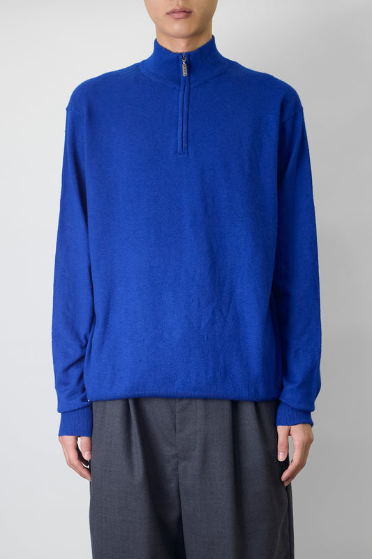 VINTAGE BLUE CASHMERE ZIP UP KNIT MADE IN ITALY