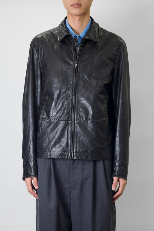 HUGO BOSS BLACK LEATHER SHORT JACKET MADE IN TURKEY