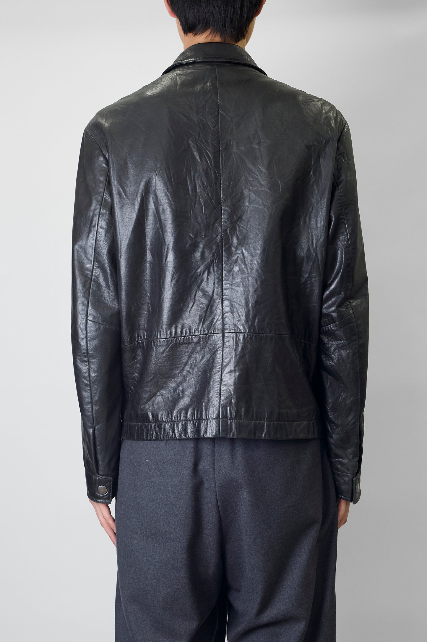 HUGO BOSS BLACK LEATHER SHORT JACKET MADE IN TURKEY