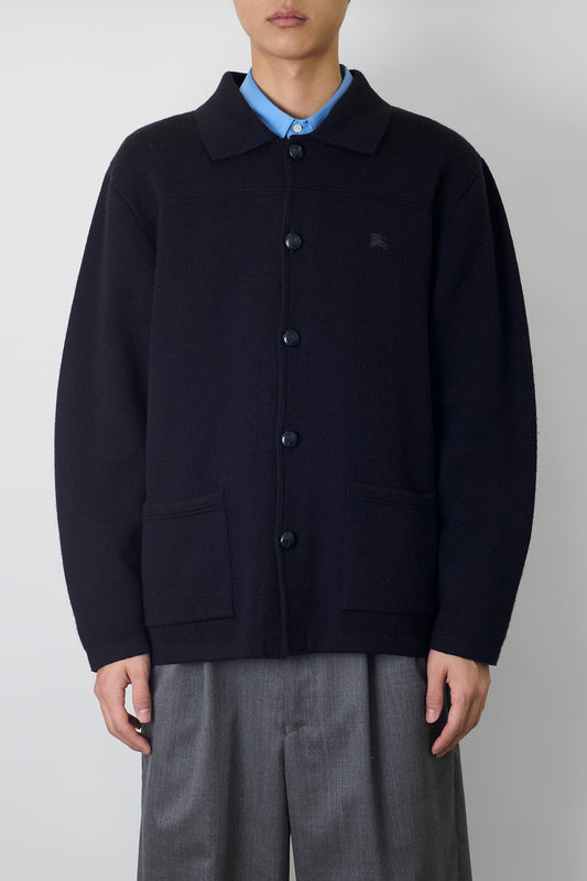 VINTAGE NAVY WOOL KNIT JACKET MADE IN CEE