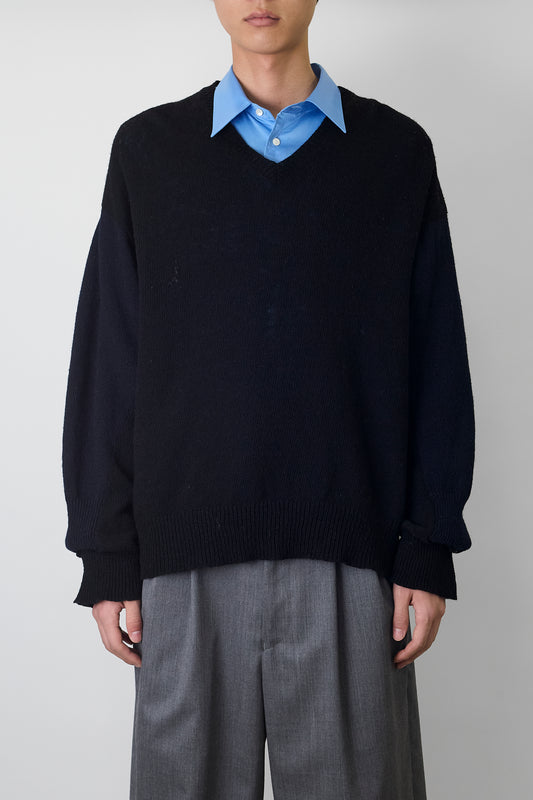 COMME DES GARCONS HOMME DESIGNED BLACK NAVY WOOL KNIT