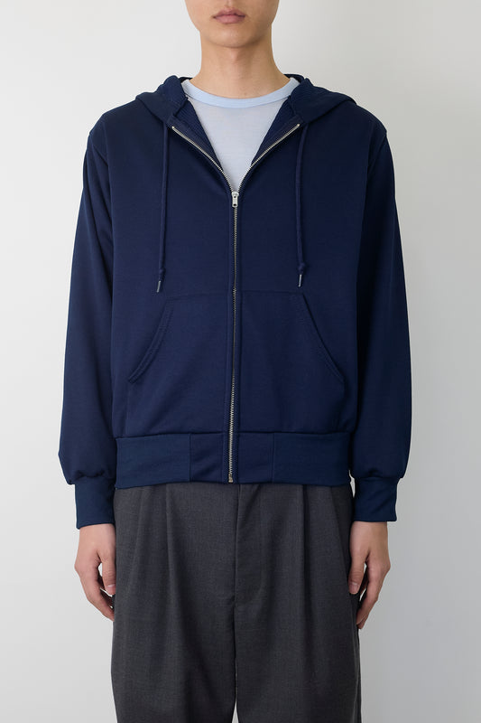 SPORTSWEAR BLUE THERMAL SHORT ZIP UP HOODIE