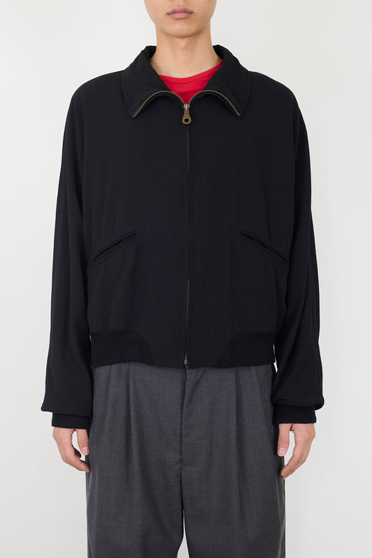 GIORGIO ARMANI BLACK WOOL SHORT JACKET MADE IN ITALY