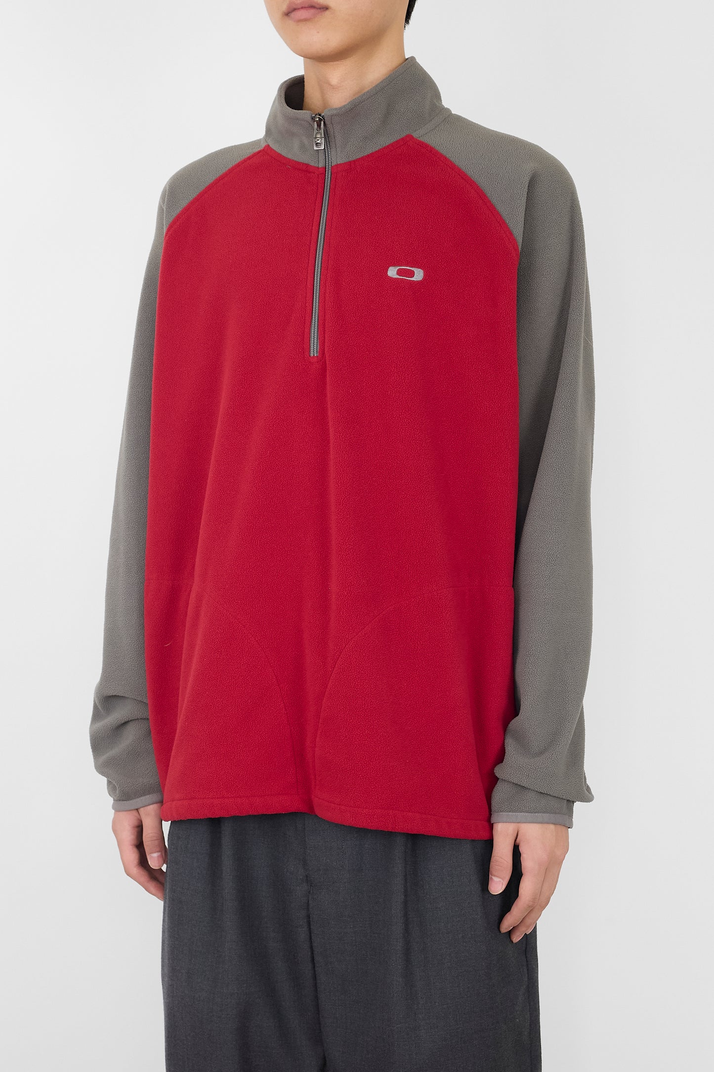 OAKELY DESIGNED RED GRAY LONG SLEEVE SHIRT