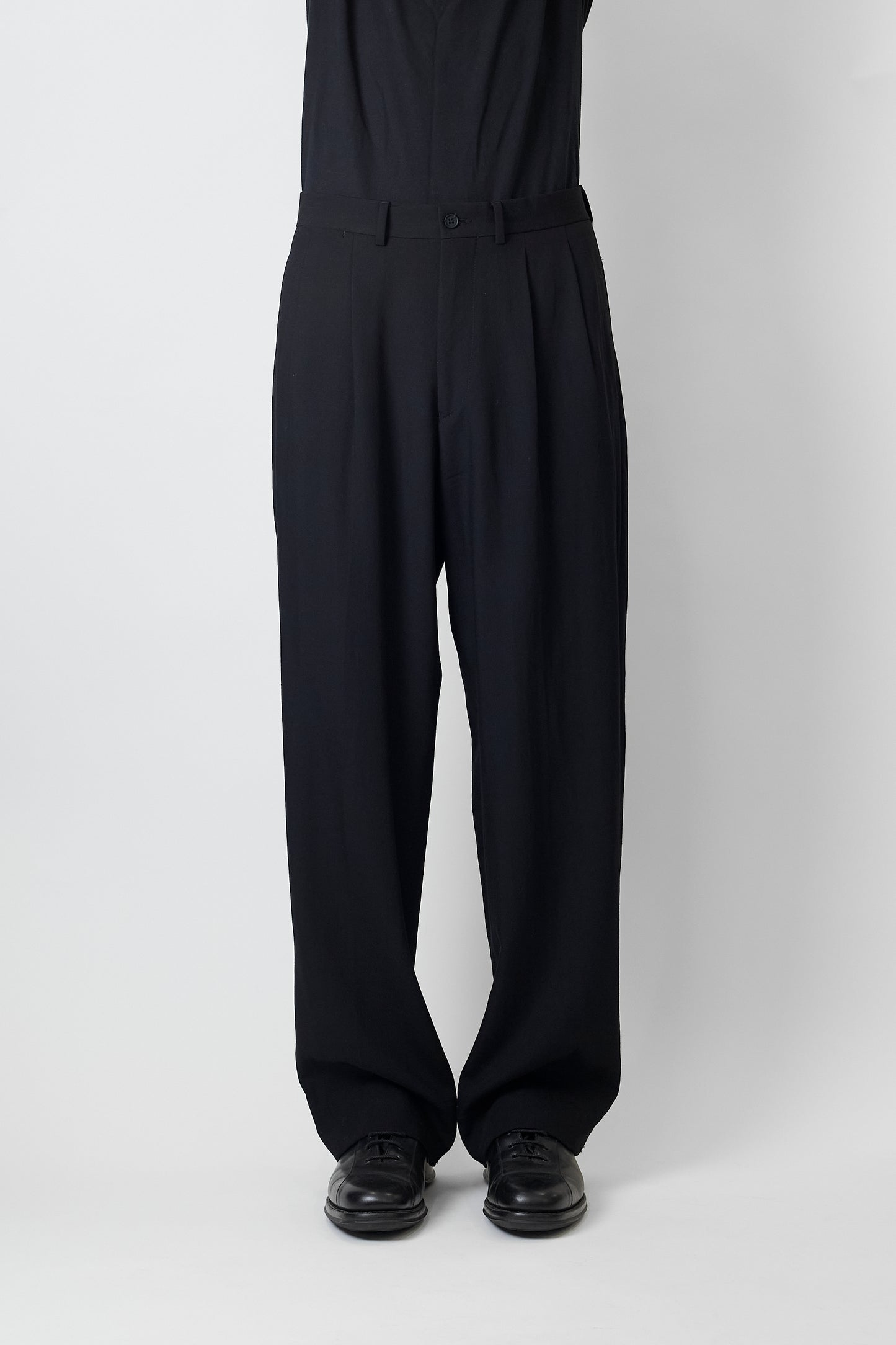 EMPORIO ARMANI GRAY WOOL WIDE PANTS MADE IN ITALY