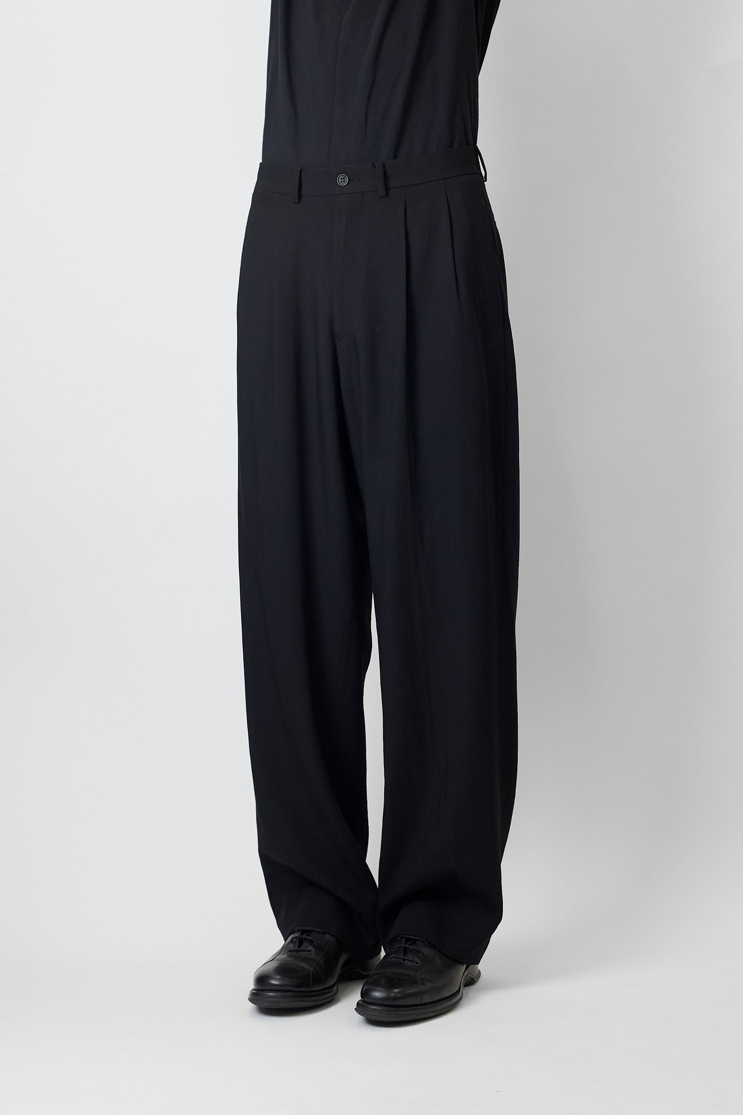 EMPORIO ARMANI GRAY WOOL WIDE PANTS MADE IN ITALY