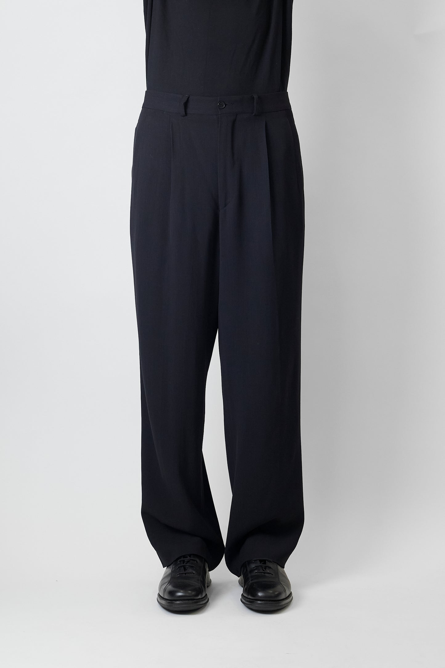 EMPORIO ARMANI BLACK WOOL WIDE PANTS MADE IN ITALY