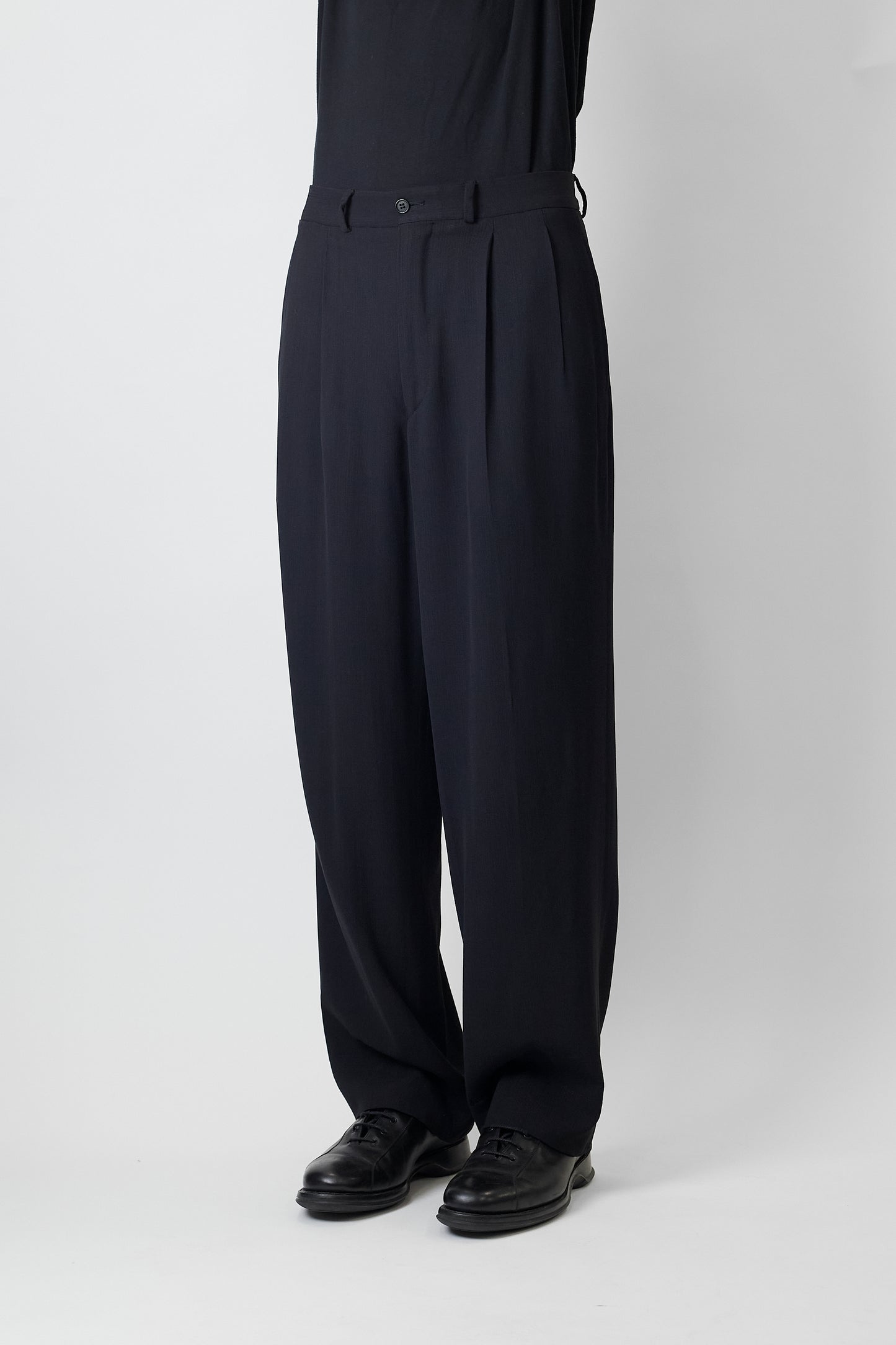 EMPORIO ARMANI BLACK WOOL WIDE PANTS MADE IN ITALY
