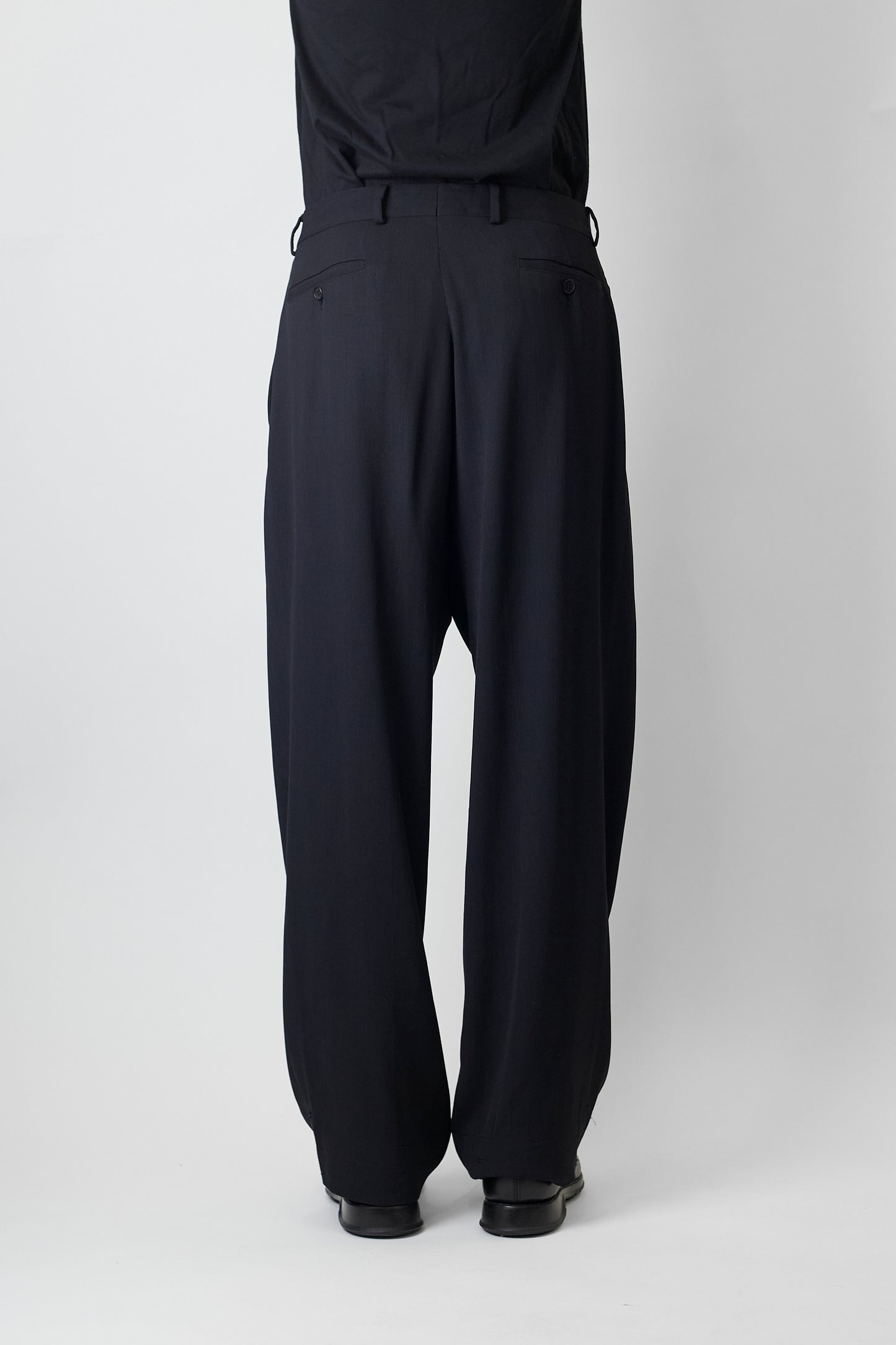EMPORIO ARMANI BLACK WOOL WIDE PANTS MADE IN ITALY