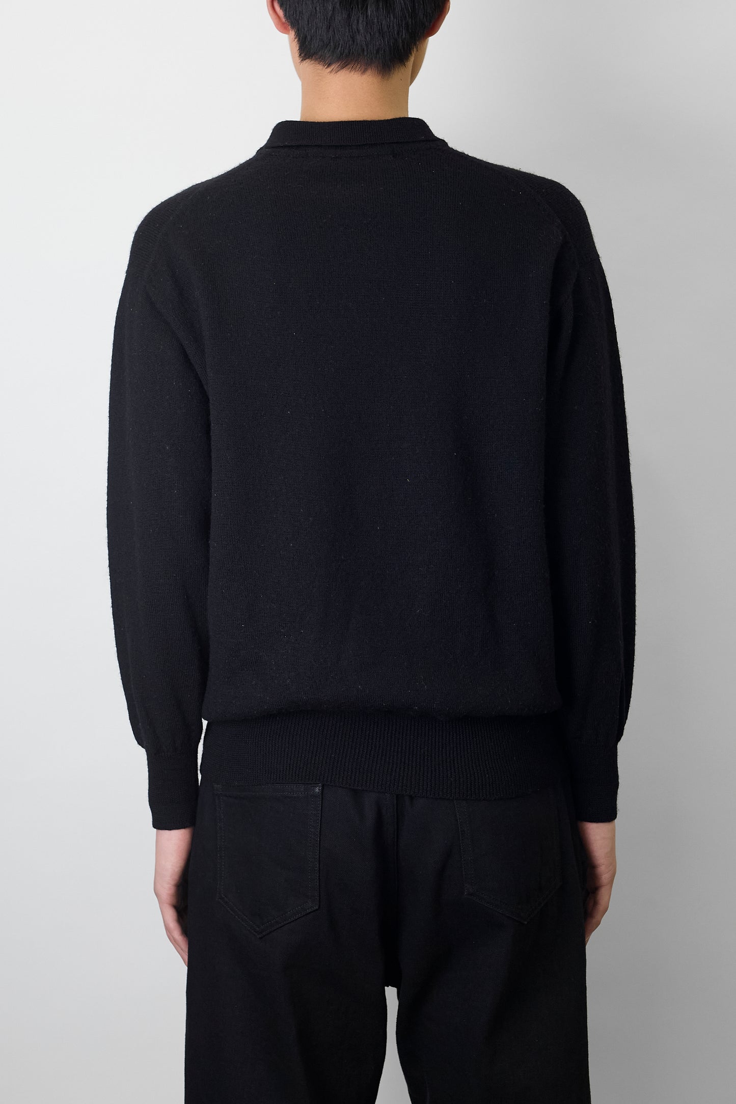 COMME DES GARCONS HOMME BLACK WOOL KNIT POLO SHIRT