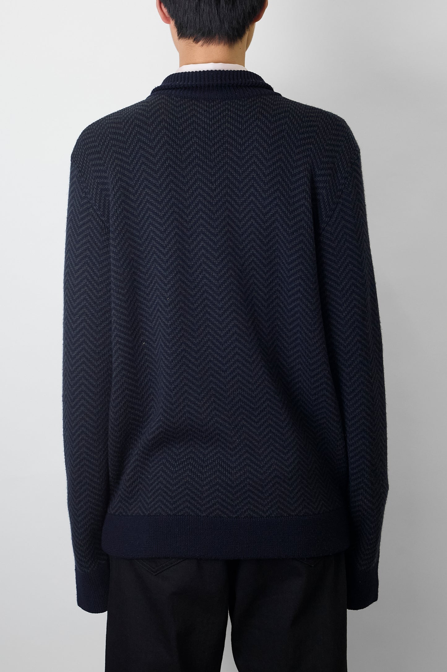 ARMANI COLLEZIONI NAVY WOOL ZIP UP KNIT MADE IN ITALY