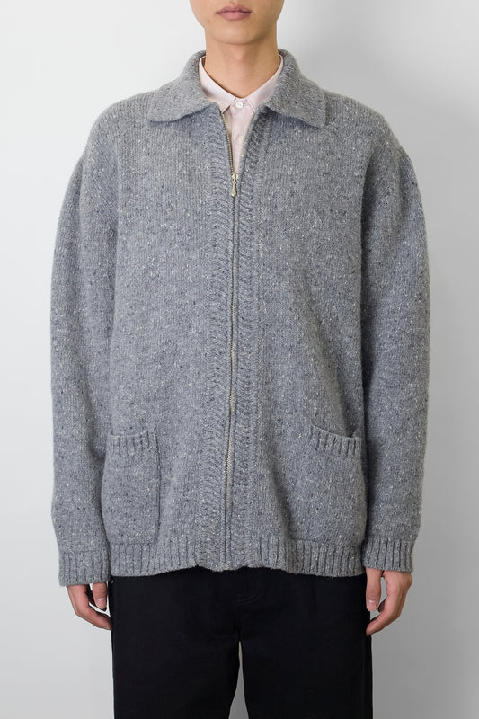 JOSEPH GRAY WOOL ZIP UP KNIT MADE IN ITALY