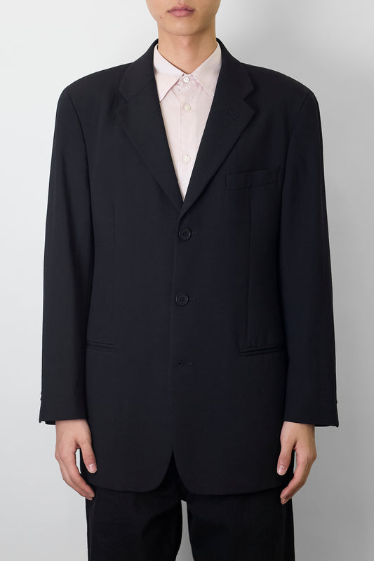 EMPORIO ARMANI BLACK WOOL TAILORED JACKET MADE IN ITALY