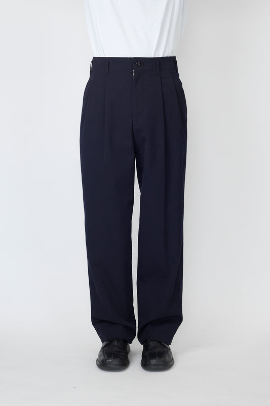 YOHJI YAMAMOTO NAVY WOOL WIDE PANTS