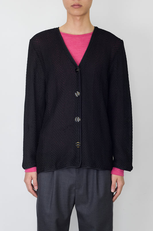 VINTAGE DESIGNED BLACK VISCOSE KNIT