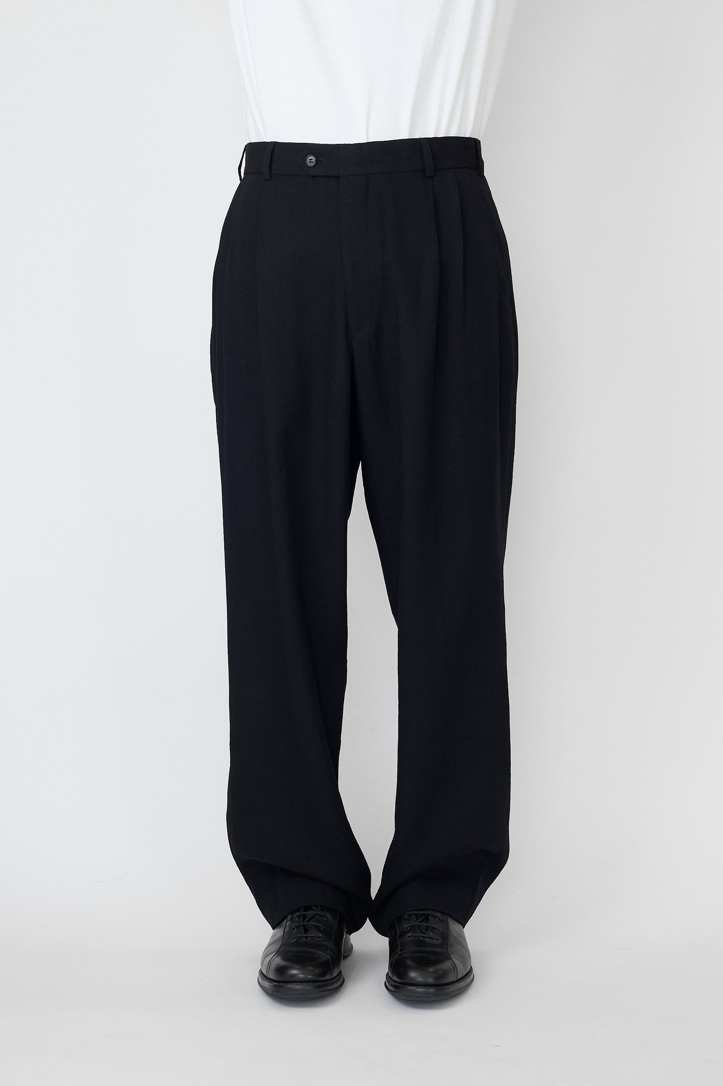 VINTAGE BLACK WOOL WIDE PANTS MADE IN ROMANIA